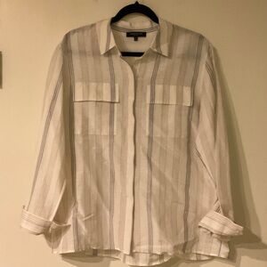 Lafayette 148 New York Striped Button Down Shirt